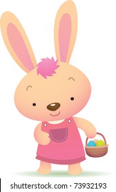 Illustration of Cute Pink Easter Bunny