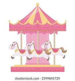 Illustration of a cute pink merry-go-round