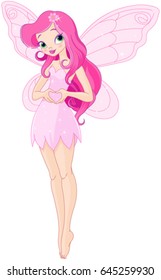 Illustration of cute pink Pixy fairy 