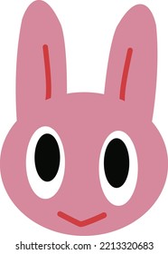 Illustration of cute pink rabbit face