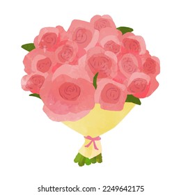 Illustration of cute pink rose bouquet.