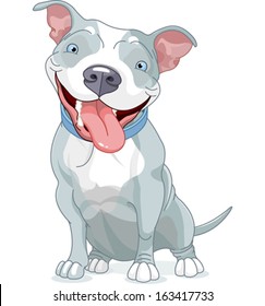 Illustration of Cute Pit Bull Dog 