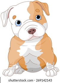 Illustration of cute Pitbull puppy