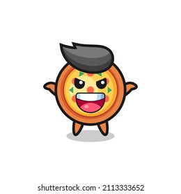the illustration of cute pizza doing scare gesture , cute style design for t shirt, sticker, logo element