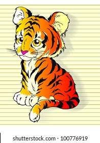 Illustration of cute playful tiger