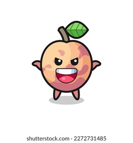 the illustration of cute pluot fruit doing scare gesture , cute style design for t shirt, sticker, logo element