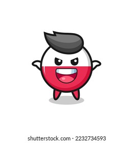 the illustration of cute poland flag badge doing scare gesture , cute style design for t shirt, sticker, logo element