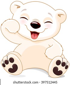 Illustration of cute polar bear is laughing