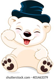 Illustration of cute polar bear is laughing