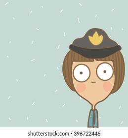 Illustration cute policeman half-length.