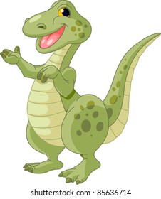 Ilustración de un bonito dinosaurio de presentación