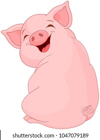 Illustration of cute pretty pig 