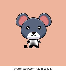 illustration of cute prisoner mouse vector design