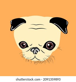 Illustration of cute pug face
