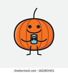 An illustration of Cute Pumpkin Icon Mascot Vector Character