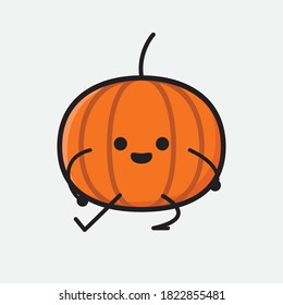 An illustration of Cute Pumpkin Icon Mascot Vector Character