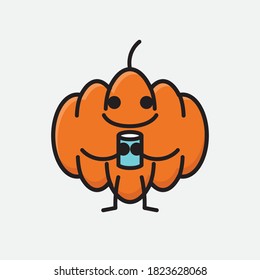 An illustration of Cute Pumpkin Mascot Vector Character