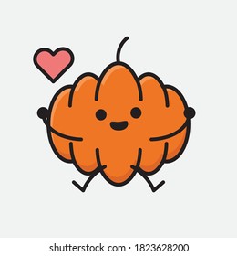 An illustration of Cute Pumpkin Mascot Vector Character