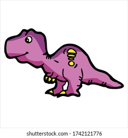 Illustration of cute purple dinosaur cartoon