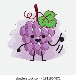Ilustración del carácter de mascota de frutas de uva morada