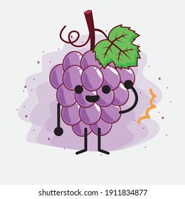 An illustration of Cute Purple Grape fruit Mascot Character