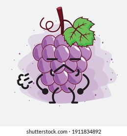 An illustration of Cute Purple Grape fruit Mascot Character