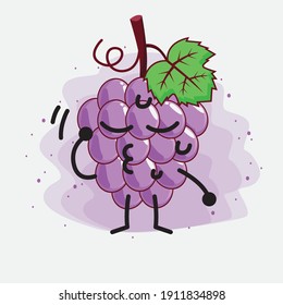 An illustration of Cute Purple Grape fruit Mascot Character