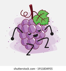 An illustration of Cute Purple Grape fruit Mascot Character