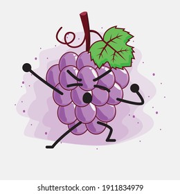 An illustration of Cute Purple Grape fruit Mascot Character