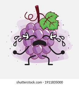 An illustration of Cute Purple Grape fruit Mascot Character