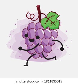 An illustration of Cute Purple Grape fruit Mascot Character