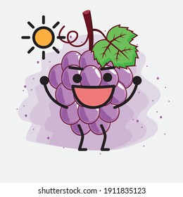 An illustration of Cute Purple Grape fruit Mascot Character