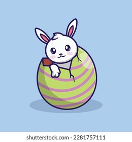 illustration of a cute rabbit animal in cartoon style,To commemorate the Easter Festival,