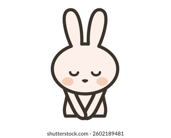 Illustration of a cute rabbit bowing its head and apologizing