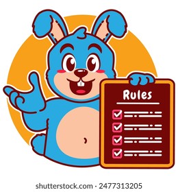 Illustration of Cute Rabbit Cartoon Character Holding Checklist of Rules