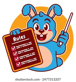 Illustration of Cute Rabbit Cartoon Character Holding Checklist of Rules