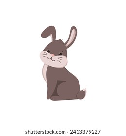 Illustration of a cute rabbit. Cheerful cartoon rabbit. Vector illustration