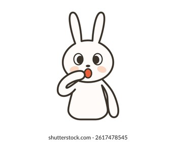 Illustration of a cute rabbit with its hand over its mouth