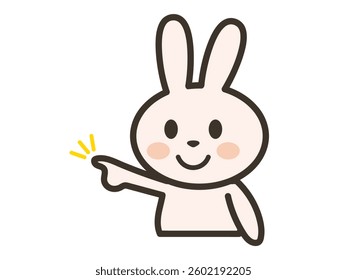 Illustration of a cute rabbit pointing