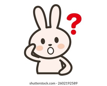 Illustration of a cute rabbit with a question mark