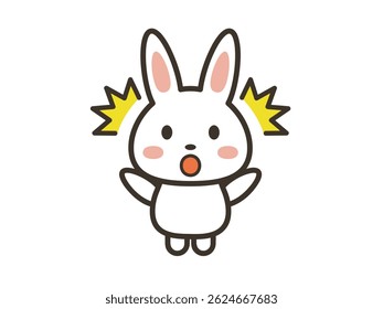 Illustration of a cute rabbit raising its hands in surprise