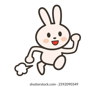 Illustration of a cute rabbit running happily