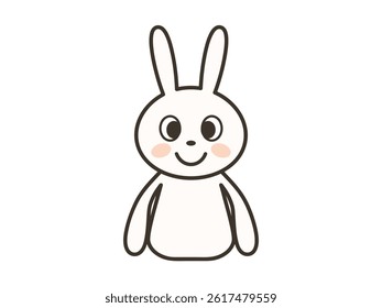Illustration of a cute rabbit smiling and facing forward
