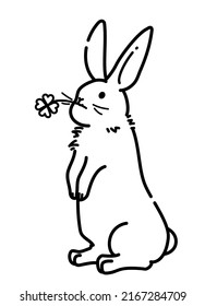 Illustration of a cute rabbit standing on hind legs