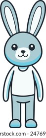 Illustration of a cute rabbit standing on isolated background done in cartoon style