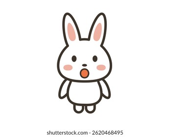 Illustration of a cute rabbit with a surprised expression