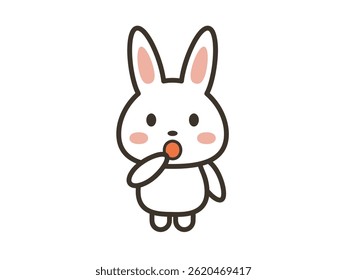 Illustration of a cute rabbit surprised with its hand over its mouth