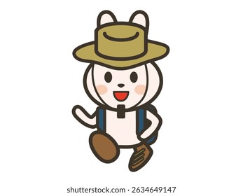 Illustration of a cute rabbit walking in outdoor wear