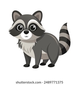 Illustration of Cute Raccoon Isolated