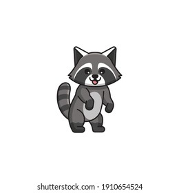 Illustration of cute racoon vector The Concept of Isolated Technology. Flat Cartoon Style Suitable for Landing Web Pages, Banners, Flyers, Stickers, Cards